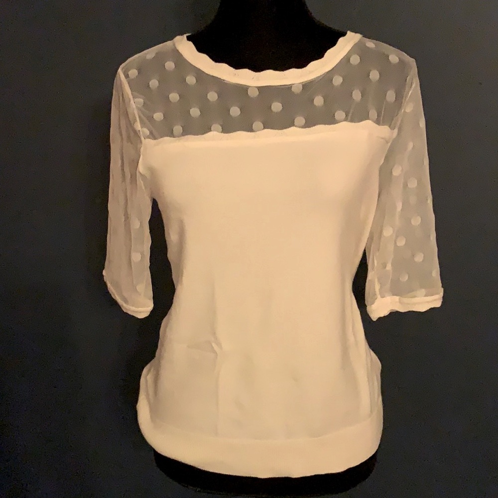 Anthropologie ivory short sleeved ivory sweater